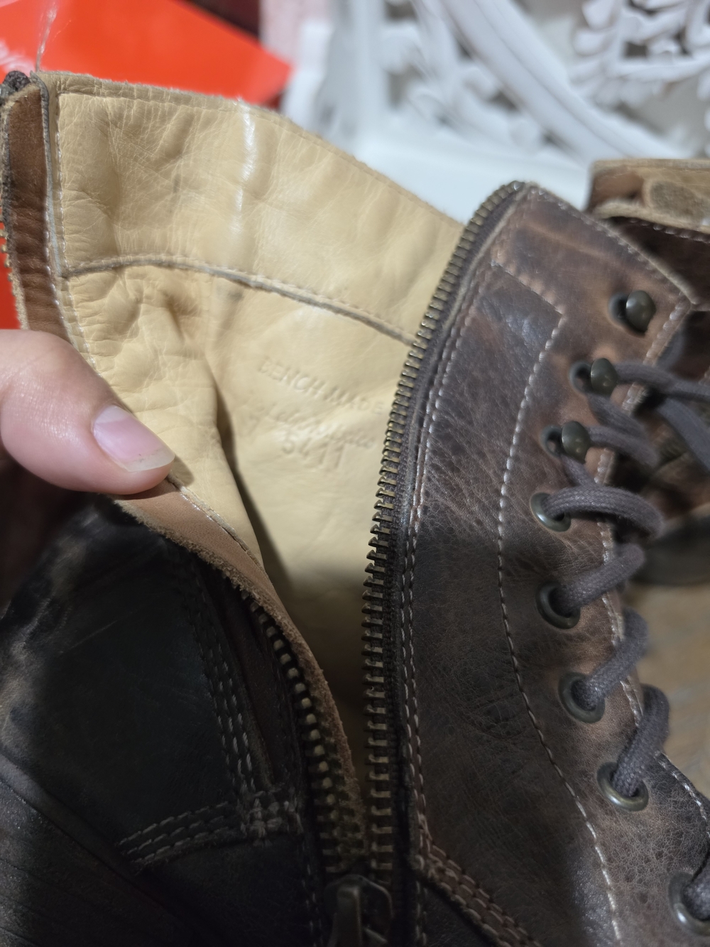Leather Lace-Up Ankle Boots - Brown/Black - Picture 12 of 12